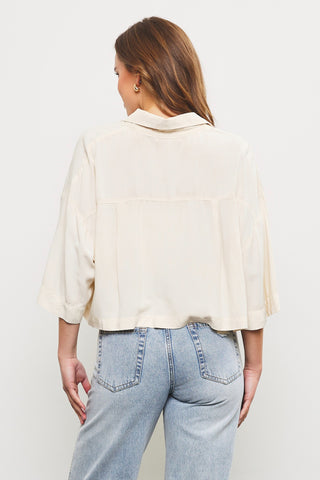 Ivory Collar Button Top