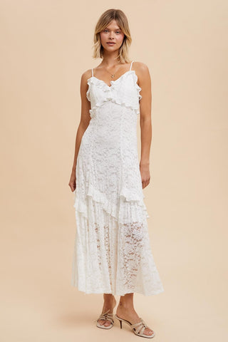 Off-White Vintage Lace Maxi Dress