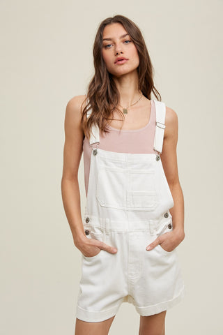 Off White Cuffed Denim Shortall