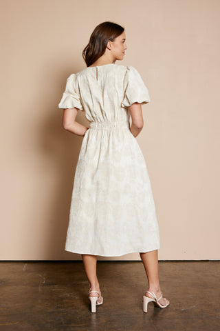 Oatmeal Floral Jacquard Dress