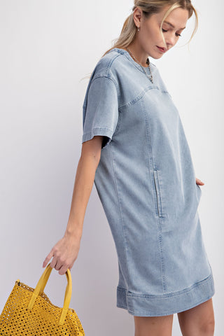 Washed Denim Tunic Dress