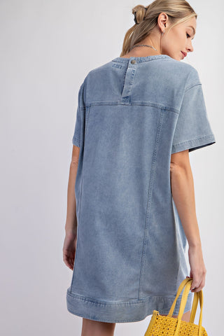 Washed Denim Tunic Dress