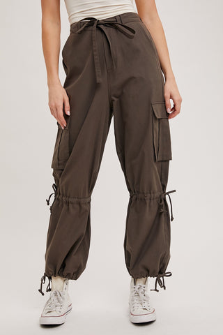 Ash High-Rise Drawstring Cargo Wide Leg Pants