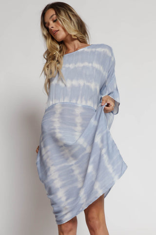 Chambray Tie Dye Print Dress