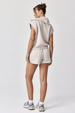 Stone Half Zip Cropped Sweatshirt And Shorts Set