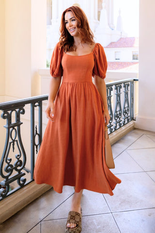 Spice Linen Midi Dress