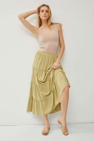 Moss Tiered Maxi Skirt