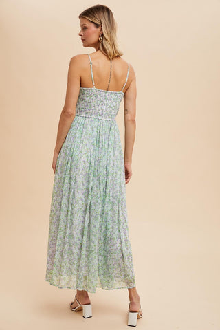 Lavender Multi Rosette Floral Maxi Dress