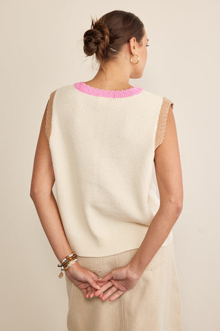 Ivory Multi Color Block Sweater Top