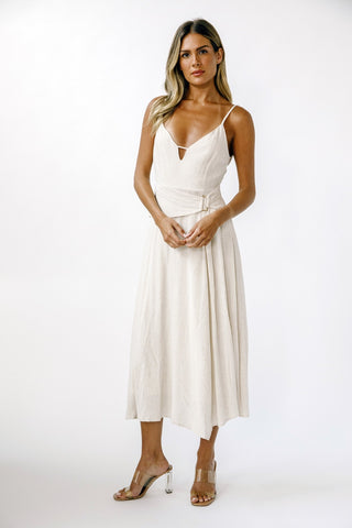 Light Sand Monochromatic Heathered A-Line Dress