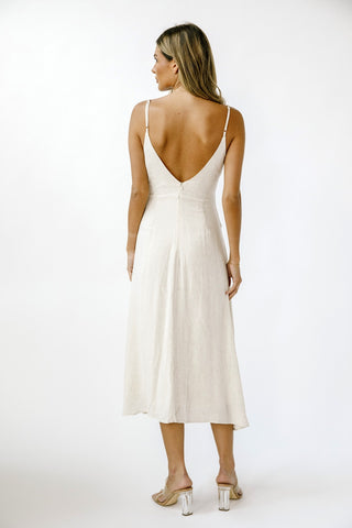 Light Sand Monochromatic Heathered A-Line Dress