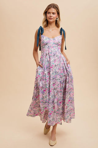 Emerald Lavender Darling Cotton Floral Maxi Dress