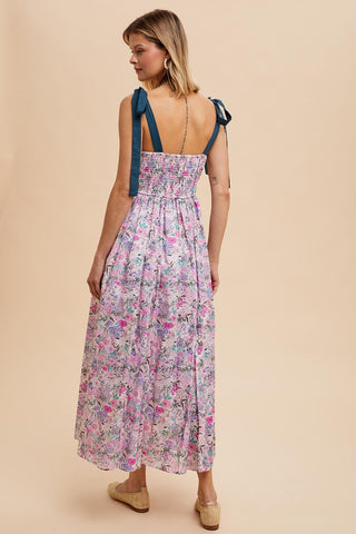 Emerald Lavender Darling Cotton Floral Maxi Dress