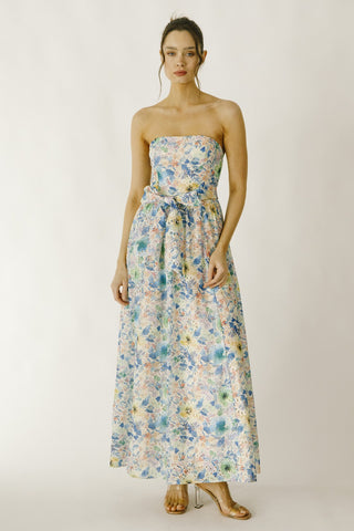 Multi Floral Large Eyelet Maxi Dress