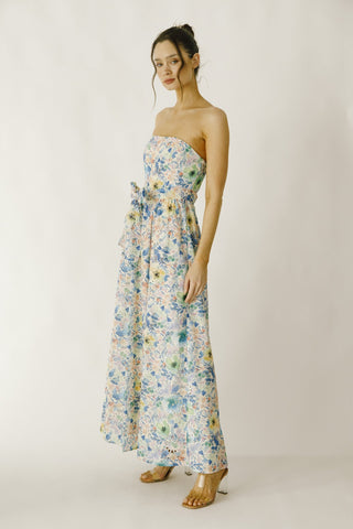 Multi Floral Large Eyelet Maxi Dress