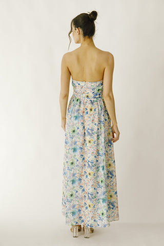 Multi Floral Large Eyelet Maxi Dress