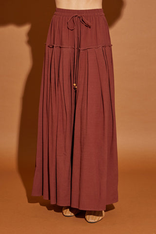 Sepia Drawstring Pleated Skirt