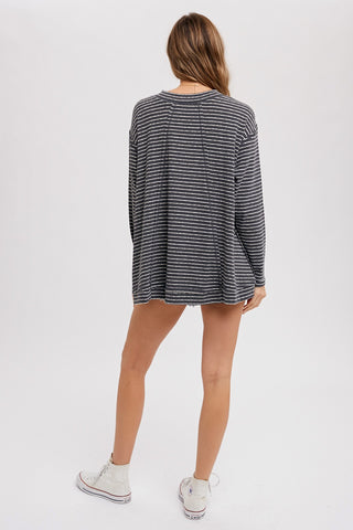 Ash Crewneck  Slouchy Stripe Top