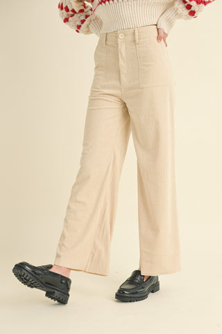 Beige Mixed Corduroy With Pocket Pants