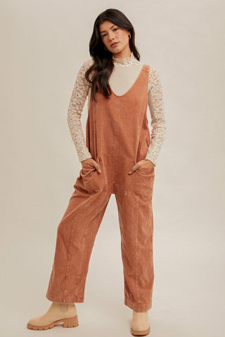 Rust Snow Wash Corduroy Overall