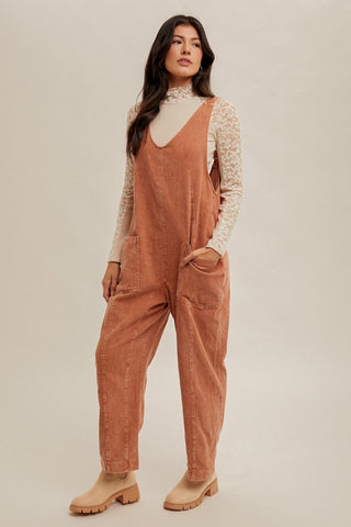 Rust Snow Wash Corduroy Overall