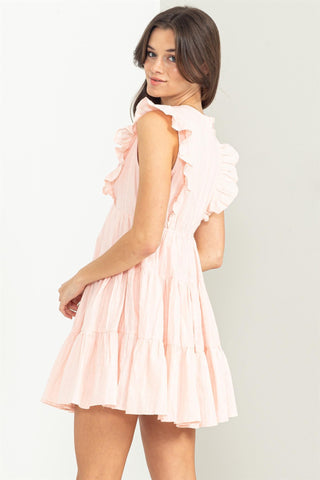 Pink Tiered Ruffle Mini Dress