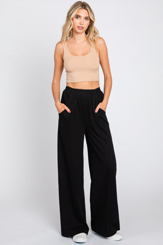 Black Basic Wide Leg Lounge Pants