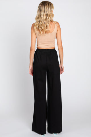 Black Basic Wide Leg Lounge Pants