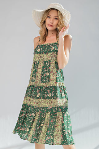 Green Printed Cami Dress