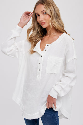 Ivory Lightweight Button Front Tunic Top