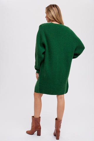 Forest Green Chunky Waffle Knit Cardigan