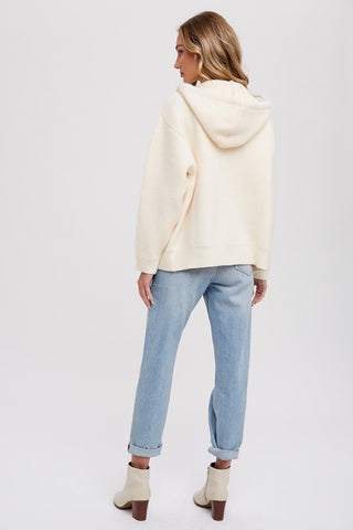 Cream Zip Up Hooded Cardigan