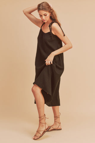 Black Shoulder Tie Dress