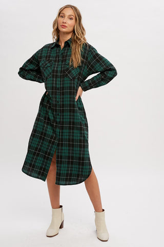 Forest Green Plaid Oversized Shirt