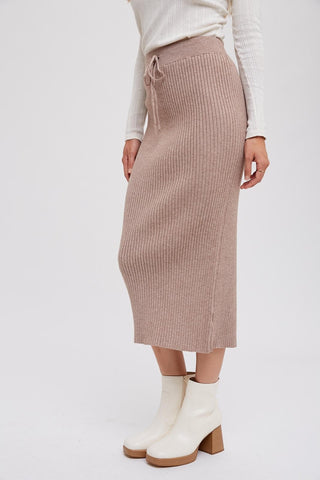 Mocha Rib Knit Midi Skirt