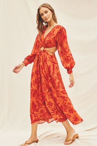 Orange O Ring Cutout Dress