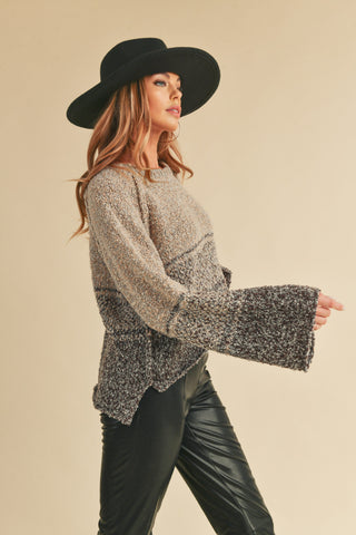 Oat Brown Colorblock Sweater