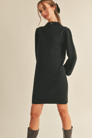 Black Chunky Knit Sweater Dress