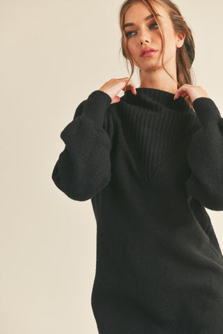 Black Chunky Knit Sweater Dress