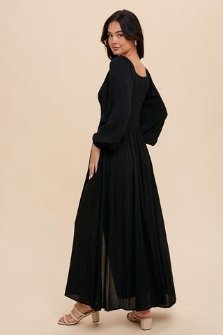 Black Flared Maxi Dress