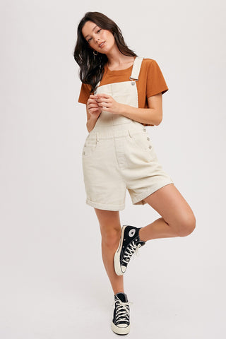 Cream Corduroy Short Overalls