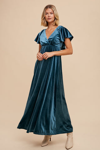 Teal Velvet Maxi Dress