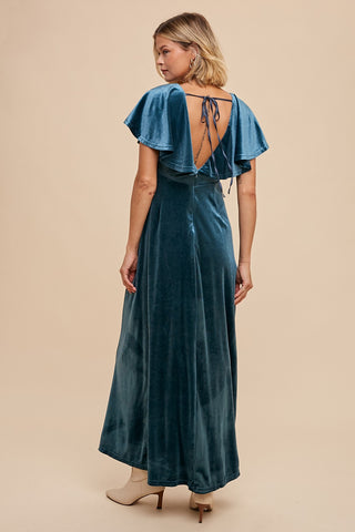 Teal Velvet Maxi Dress