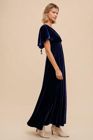 Navy Blue Velvet Maxi Dress