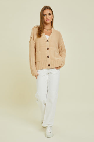 Oatmeal Button Up Sweater Cardigan