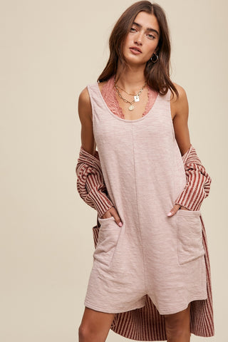 Light Pink Oversized Knit Romper