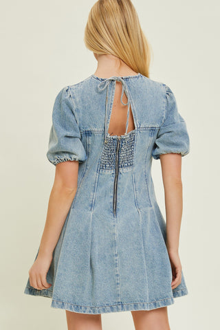 Denim Washed Denim Mini Dress