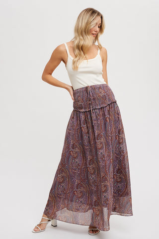 Purple Paisley Halter Smocked Midi Dress