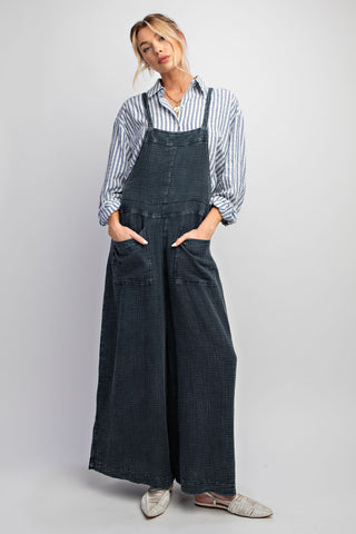 Faded Denim Washed Cotton Jumpsuit/Overalls