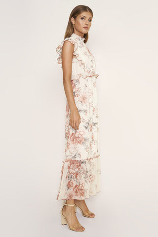 Peach Floral Maxi Dress